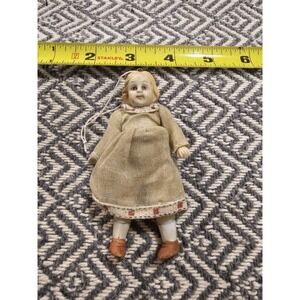 Dressed Doll Girl with Moveable Arms & Legs Ceramic Bisque Germany Ornament